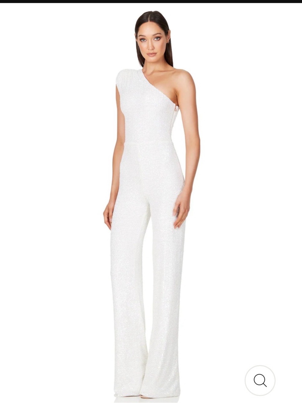 Nookie White One-Shoulder Sequin Jumpsuit